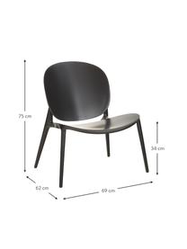 Loungefauteuil Be Bop van kunststof, Gemodificeerd polypropyleen, Zwart, B 69  x D 62 cm