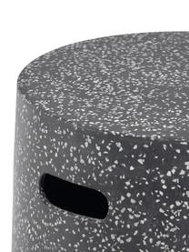 Table d'appoint de jardin en terrazzo Janell, Fibre de ciment, Noir, blanc, Ø 35 x haut. 46 cm