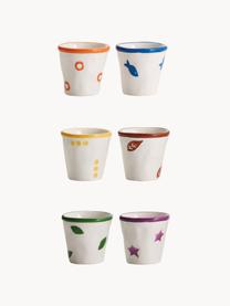 Set de tazas de espresso artesanales Stencil, 6 uds., Cerámica, Multicolor, blanco Off white, Ø 6 x Al 6 cm, 70 ml