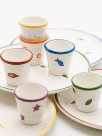 Set de tazas de espresso artesanales Stencil, 6 uds., Cerámica, Multicolor, blanco Off white, Ø 6 x Al 6 cm, 70 ml