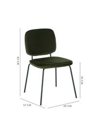 Sedia imbottita in velluto Jasper 2 pz, Rivestimento: velluto (copertura in pol, Gambe: metallo verniciato a polv, Verde scuro, Larg. 49 x Prof. 57 cm