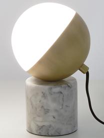 Marmeren tafellamp Svea, Lampvoet: marmer, Lampenkap: metaal, glas, Lampvoet: wit marmer. Lampenkap: wit, goudkleurig, Ø 15 x H 25 cm
