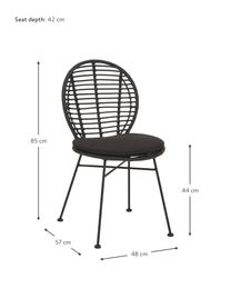 Polyratanové židle s podsedáky Cordula, 2 ks, Černá, Š 48 cm, H 57 cm