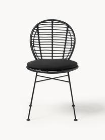 Polyratanové stoličky s poduškami Cordula 2 ks, Čierna, Š 48 x H 57 cm