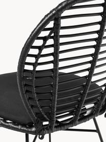 Polyrattan-Stühle Cordula mit Sitzkissen, 2 Stück, Sitzfläche: Polyethylen-Geflecht, Gestell: Metall, pulverbeschichtet, Sitzkissen: 100% Polyester, Schwarz, B 48 x T 57 cm