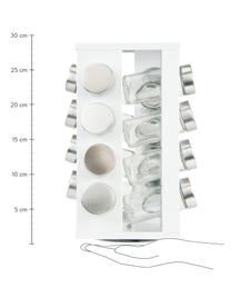 Obrotowy stojak na przyprawy Soho, 17 elem., Stelaż: metal powlekany, tworzywo, Biały, stal szlachetna, S 18 x W 29 cm