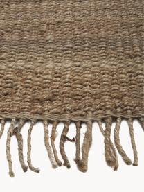 Handgemaakte jute loper Naturals met franjes, 100% jute, Bruin, B 80 x L 250 cm