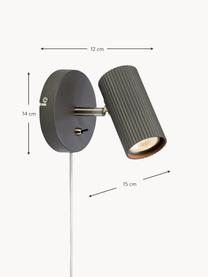 Verstelbare wandspot Costilla, Lampenkap: gecoat metaal, Antraciet, D 12 x H 14 cm