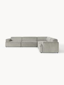 XL-Ecksofa Melva aus Cord, Bezug: Cord (92 % Polyester, 8 %, Gestell: Massives Kiefernholz, Spe, Füße: Kunststoff Dieses Produkt, Cord Grau, B 339 x T 339 cm