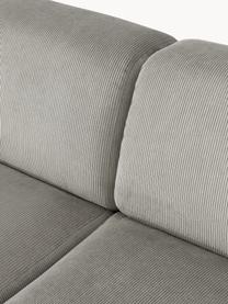 Canapé d'angle XL en velours côtelé Melva, Velours côtelé gris, larg. 458 x prof. 220 cm