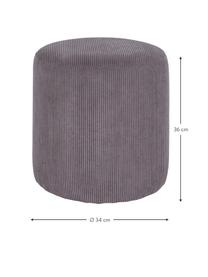 Pouf in velluto a coste Ejby, Rivestimento: velluto a coste, Struttura: compensato, legno di pino, Grigio, Ø 34 x Alt. 36 cm