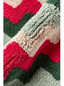 Copricuscino reversibile in tessuto capitonné con motivo invernale Nathaniel, 100% cotone, Rosso, verde, Larg. 45 x Lung. 45 cm