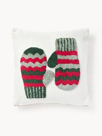 Housse de coussin 45x45 réversible hivernale Nathaniel, 100% coton, Rouge, vert, larg. 45 x long. 45 cm