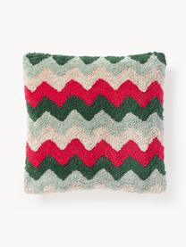 Housse de coussin 45x45 réversible hivernale Nathaniel, 100% coton, Rouge, vert, larg. 45 x long. 45 cm