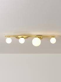 Plafondlamp Ciara van opaalglas, Wit, goudkleurig, B 69 x H 16 cm