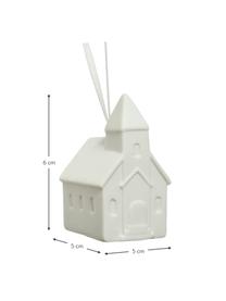 Porseleinen hangers House H 6 cm, 2 stuks, Porselein, Wit, B 5 x H 6 cm