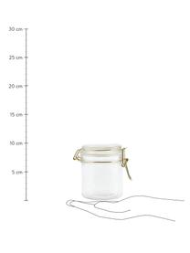 Aufbewahrungsdose Vario mit goldenen Applikationen, Ø 8 x H 10 cm, Dose: Glas, Verschluss: Edelstahl, beschichtet, Transparent, Messingfarben, Ø 8 x H 10 cm, 220 ml