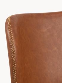Krzesło tapicerowane ze sztucznej skóry Batilda, 2 szt., Tapicerka: sztuczna skóra (poliureta, Nogi: drewno kauczukowe olejowa, Koniakowa sztuczna skóra, czarny, S 47 x G 53 cm