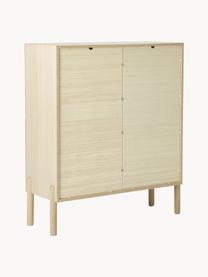 Chiffonnier de madera de roble con tejido vienés Jolie, Estructura: tablero de fibra de densi, Patas: madera de roble macizo, Madera de roble, beige, An 106 x Al 127 cm