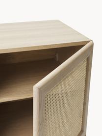 Chiffonnier de madera de roble con tejido vienés Jolie, Estructura: tablero de fibra de densi, Patas: madera de roble macizo, Madera de roble, beige, An 106 x Al 127 cm