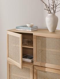 Eikenhouten dressoir Jolie met Weens vlechtwerk, Poten: massief eikenhout, Eikenhout, beige, B 106 x H 127 cm