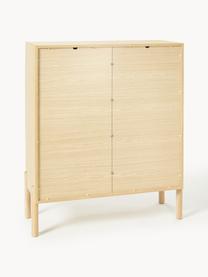 Chiffonnier de madera de roble con tejido vienés Jolie, Estructura: tablero de fibra de densi, Patas: madera de roble, Madera de roble, beige, An 106 x Al 127 cm