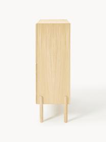 Komoda z dubového dřeva s vídeňskou pleteninou Jolie, Dubové dřevo, béžová, Š 106 cm, V 127 cm