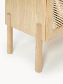 Chiffonnier de madera de roble con tejido vienés Jolie, Estructura: tablero de fibra de densi, Patas: madera de roble macizo, Madera de roble, beige, An 106 x Al 127 cm