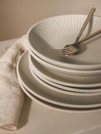 Platos hondos con relieves Zebelle, 4 uds., Gres, Off White, beige claro, Ø 24 x Al 5 cm