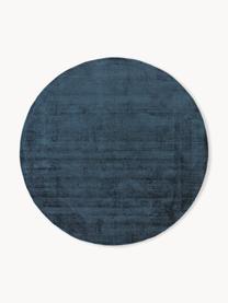 Tappeto rotondo in viscosa fatto a mano Jane, Retro: 100% cotone, Blu scuro, Ø 115 cm (taglia S)