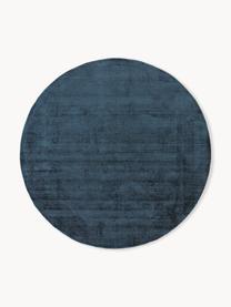 Tapis rond en viscose tissé main Jane, Bleu foncé, Ø 150 cm (taille M)