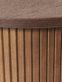 Ścienna szafka nocna z drewna z ryflowanym frontem Calary, Korpus: płyta pilśniowa średniej , Drewno naturalne lakierowane na ciemnobrązowo, S 40 x W 30 cm
