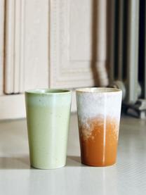 Sada ručně vyrobených XL pohárků v retro stylu 70's, 2 díly, Kamenina, Světle zelená, Ø 9 cm, V 14 cm, 475 ml