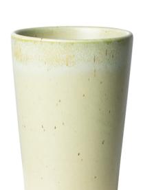 Mug rétro XL artisanal céramique 70's, 2 élém., Grès cérame, Vert clair, Ø 9 x haut. 14 cm, 475 ml