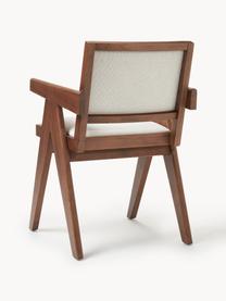 Chaise rembourrée en bois Sissi, Tissu blanc crème, bois de chêne foncé, larg. 58 x prof. 52 cm