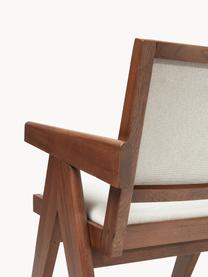Chaise rembourrée en bois Sissi, Tissu blanc crème, bois de chêne foncé, larg. 58 x prof. 52 cm