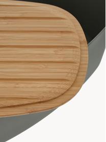 Portapane con coperchio in bambù Box-It, Contenitore: melamina, Coperchio: bambù, Grigio scuro, legno chiaro, Larg. 35 x Alt. 12 cm
