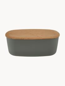 Portapane con coperchio in bambù Box-It, Contenitore: melamina, Coperchio: bambù, Grigio scuro, legno chiaro, Larg. 35 x Alt. 12 cm