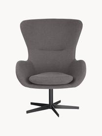 Fauteuil à oreilles pivotant Wing, Tissu gris foncé, larg. 76 x prof. 77 cm