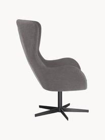 Draaibare fauteuil Wing, Bekleding: 93% polyester, 5% katoen,, Poten: gepoedercoat metaal, Geweven stof donkergrijs, B 76 x D 77 cm