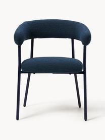 Chaises rembourrées en bouclette Thiago, 2 pièces, Tissu bouclé bleu foncé, larg. 60 x prof. 54 cm