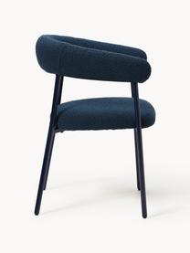 Chaises rembourrées en bouclette Thiago, 2 pièces, Tissu bouclé bleu foncé, larg. 60 x prof. 54 cm