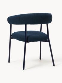 Chaises rembourrées en bouclette Thiago, 2 pièces, Tissu bouclé bleu foncé, larg. 60 x prof. 54 cm