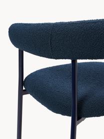 Chaises rembourrées en bouclette Thiago, 2 pièces, Tissu bouclé bleu foncé, larg. 60 x prof. 54 cm