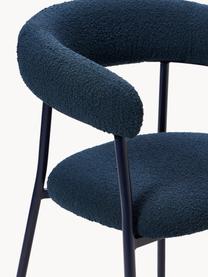 Chaises rembourrées en bouclette Thiago, 2 pièces, Tissu bouclé bleu foncé, larg. 60 x prof. 54 cm