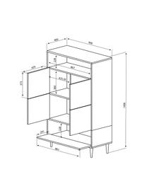 Hohes Highboard Horizon in Weiss mit Eichenholz-Optik, Eichenholz, Weiss, B 90 x H 141 cm