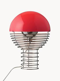 Design tafellamp Wire, Decoratie: polyacryl, Chroomkleurig, rood, Ø 30 x H 42 cm