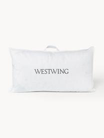 Cuscino morbido Comfort, Bianco con fascia di stoffa in raso turchese, Larg. 40 x Lung. 80 cm