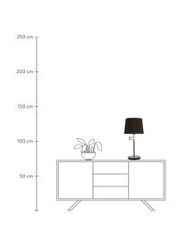 Lámpara de mesa grande Birka, Pantalla: tela, Base de la lámpara: metal, recubierto, Cable: plástico, Negro, dorado, An 35 x Al 61 cm
