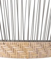 Lampa wisząca z rattanu i metalu Birdy, Klosz: rattan, jasny szary Osłona mocowania sufitowego: drewno kauczukowe, Ø 31 x W 48 cm